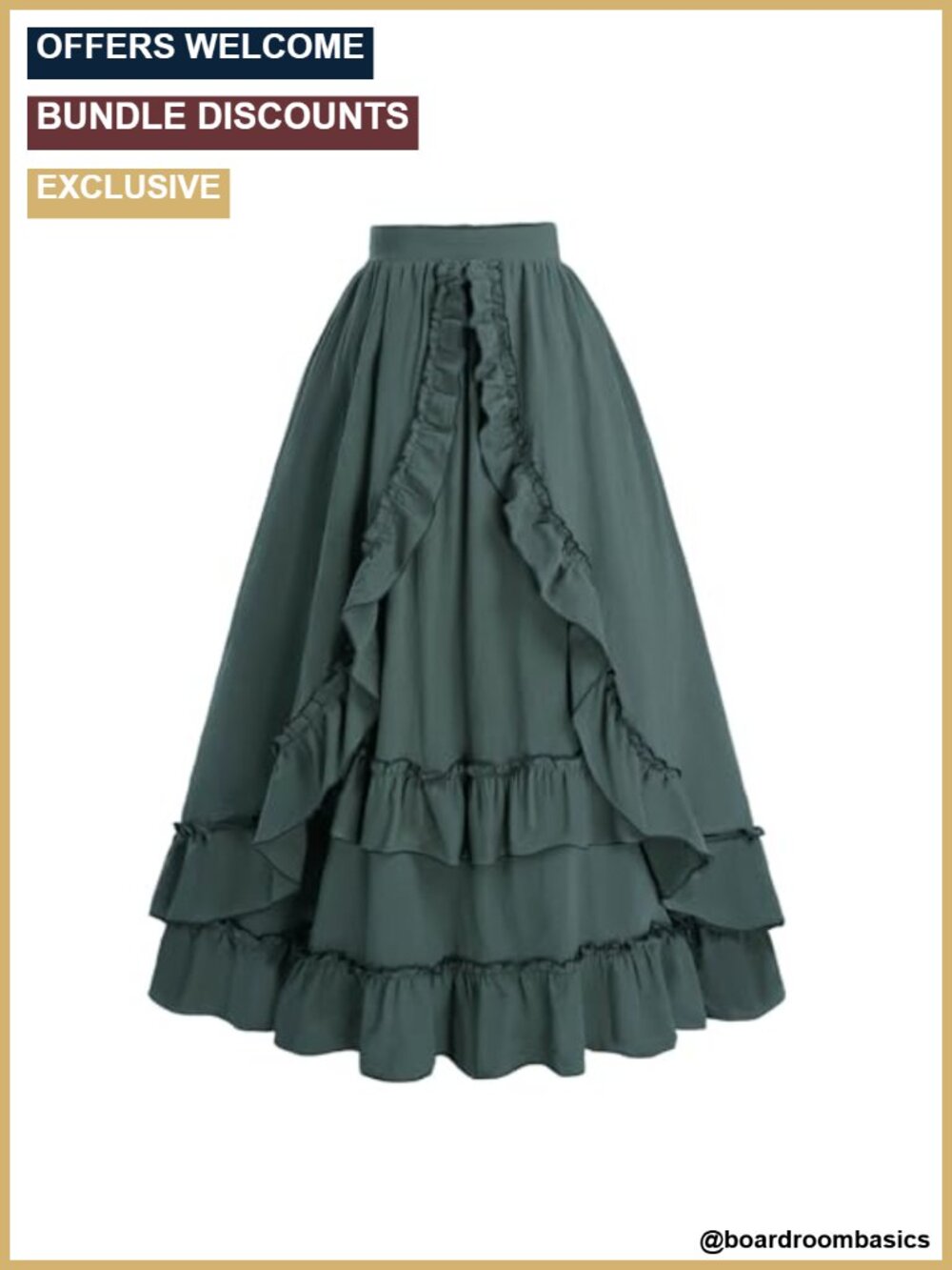Renaissance Maxi Skirt 100% Cotton High Waist Victorian Ruffle Tiered